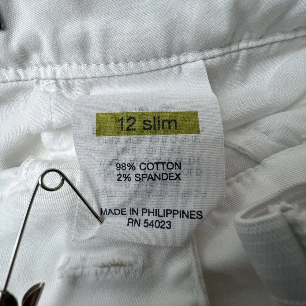 Gap Kids Bermuda Capri Cotton Spandex Roll Cuff Shorts White Beige Girls 12 Slim